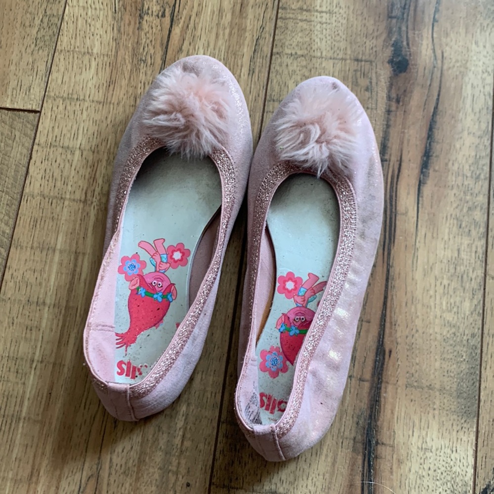 Trolls pink glittery slipper shoes
